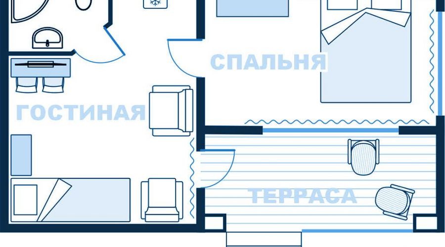 Фэмили с террасой 2-комнатный 3-х местный