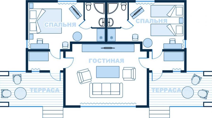 Коттедж "Пальмира" 3-х комнатный 4-х местный