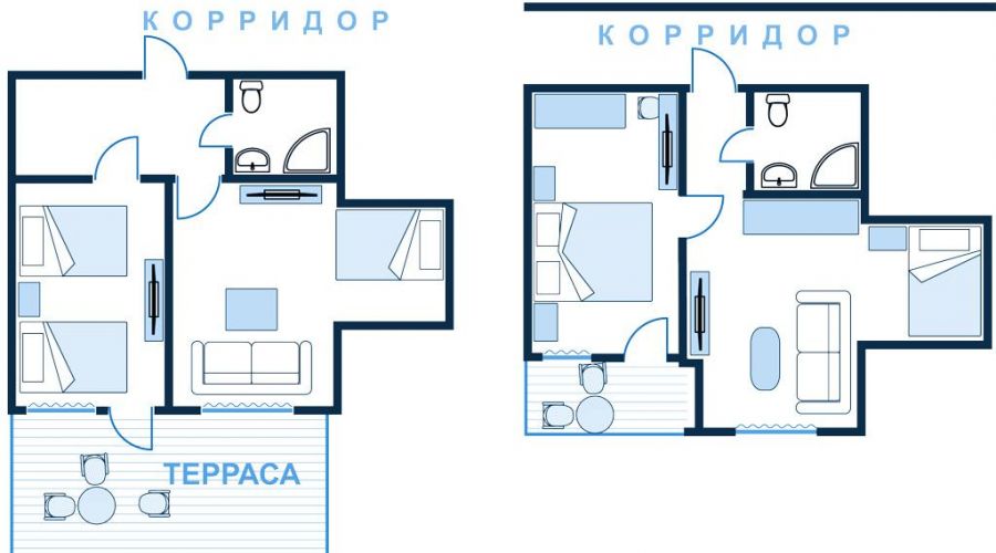 3-х местный 2-х комнатный «Адель», терраса/балкон