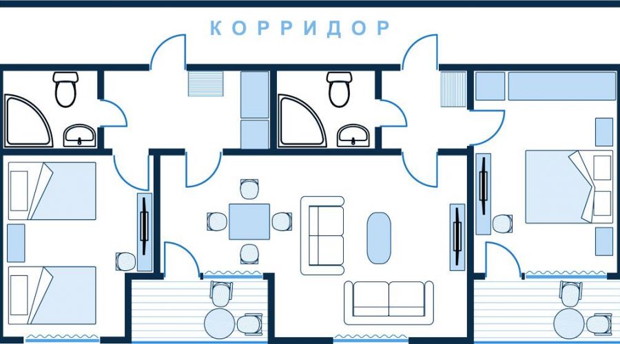 4-х местный 3-х комнатный «Беатрис», 2 балкона